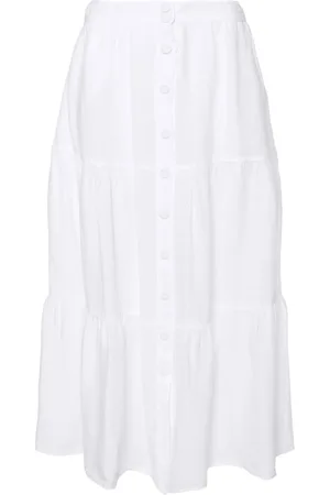 120% Lino Falda midi con capas escalonadas