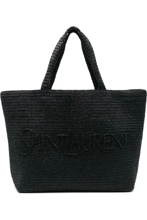 Saint Laurent Tote de rafia con logo en relieve