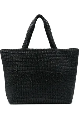 Saint Laurent Tote de rafia con logo en relieve