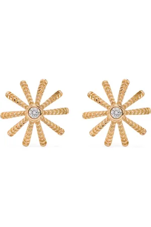 HARWELL GODFREY Aretes Tiny Sunflower en oro amarillo de 18kt con diamante