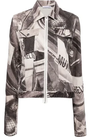 Helmut Lang Chamarra con estampado gráfico y cierre