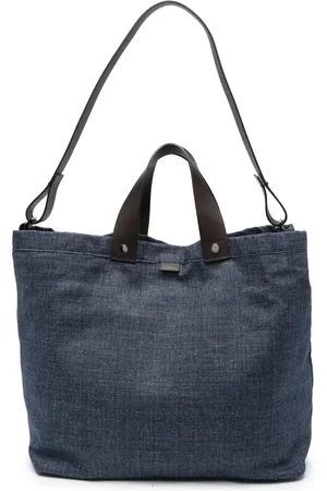 CANALI Bolsa de viaje de mezclilla con parche del logo