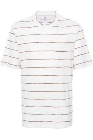 Brunello Cucinelli Playera con cuello redondo y motivo de rayas