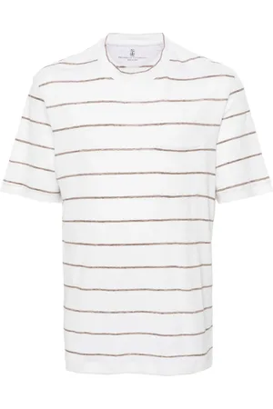 Brunello Cucinelli Playera con cuello redondo y motivo de rayas