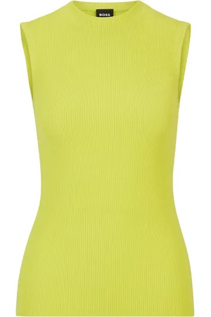 HUGO BOSS Top de tejido fino de canalé sin mangas