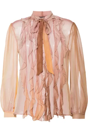 Roberto Cavalli Camisa transparente con volantes
