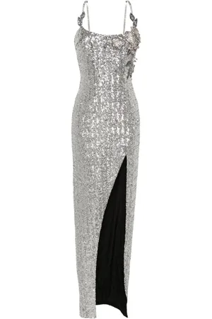 Balmain Vestido largo con detalles de lentejuelas