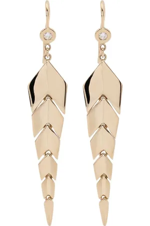 JACQUIE AICHE Aretes Small Fishtail en oro amarillo de 14kt