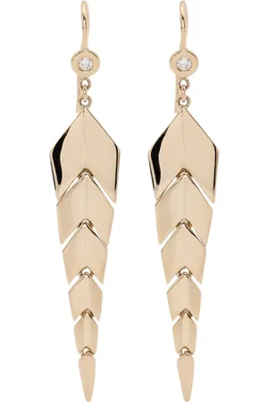 JACQUIE AICHE Aretes Small Fishtail en oro amarillo de 14kt