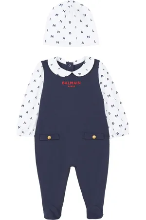 Balmain Set de dos pijama y gorro con estampado Letters