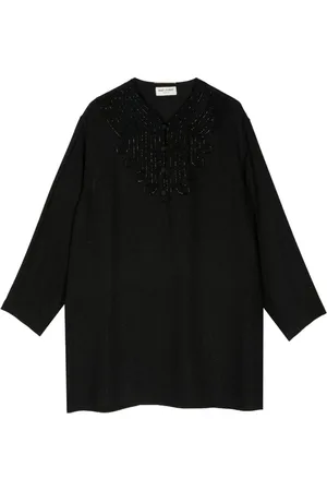 Saint Laurent Vestido manga larga con mostacillas