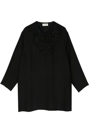 Saint Laurent Vestido manga larga con mostacillas