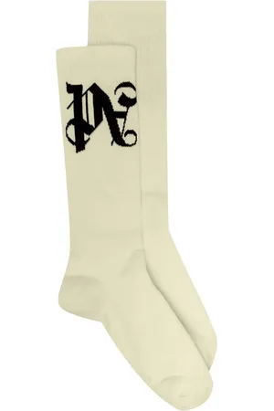 Palm Angels Calcetines de canalé con logo en jacquard