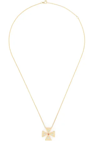 HARWELL GODFREY Collar Crux Mini en oro amarillo de 18kt con diamante y dije