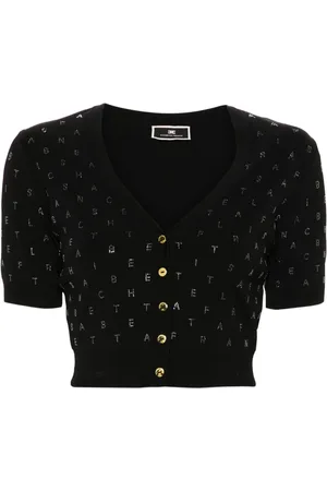 Elisabetta Franchi Cárdigan corto con logo de strass