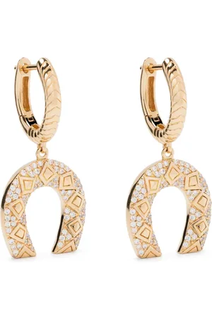 HARWELL GODFREY Aretes Horseshoe en oro amarillo de 18kt con diamante