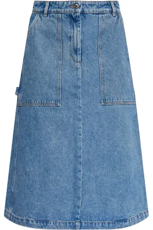 Maison Kitsuné Falda midi con logo bordado