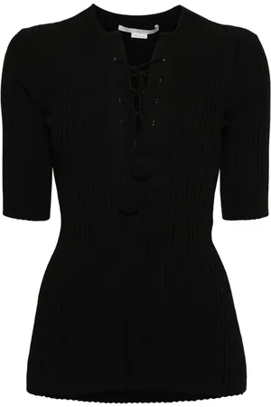 Stella McCartney Top de canalé con agujetas