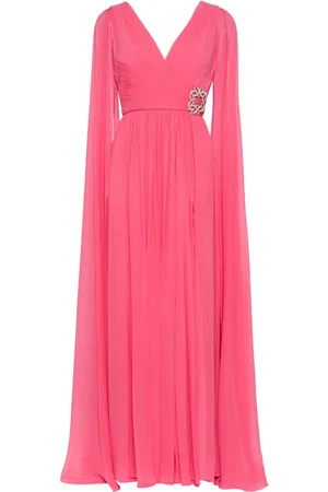 Elie saab Vestido de fiesta de seda con cuello en V