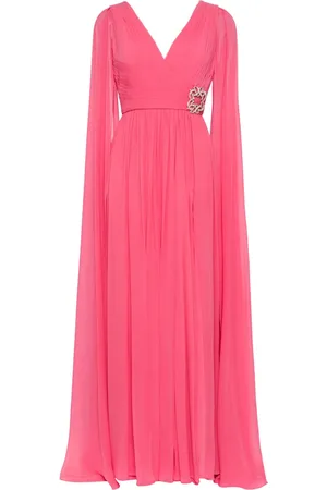 Elie saab Vestido de fiesta de seda con cuello en V