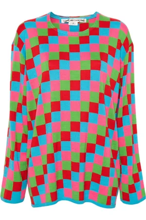 Comme des Garçons Suéter tejido fisherman con motivo de cuadros