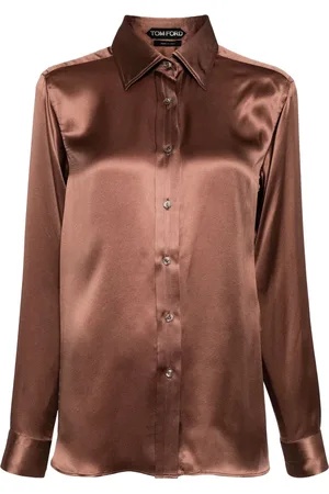 Tom Ford Camisa de seda satinada manga larga