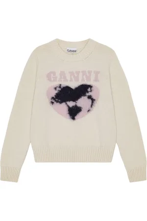 Ganni Suéter con motivo de corazones en intarsia