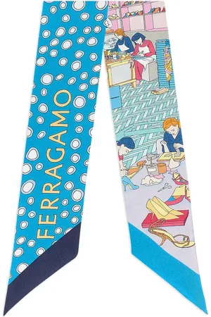 Salvatore Ferragamo Mascada de seda con logo estampado