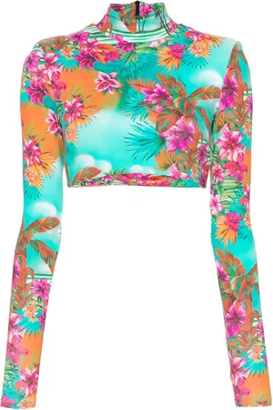 Roberto Cavalli Top corto con estampado floral