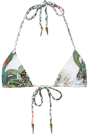 Roberto Cavalli Top de bikini con estampado de jungla