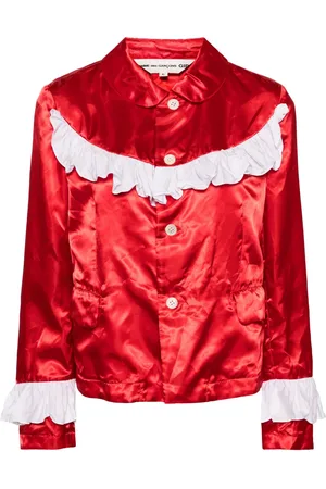 Comme des Garçons Chamarra de satén con aplique de volantes