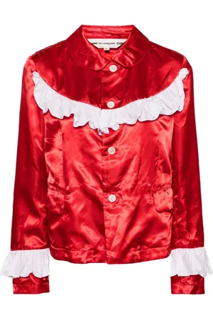 Comme des Garçons Chamarra de satén con aplique de volantes