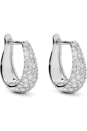Dana Rebecca Designs Arracadas DRD Tapered grandes en oro blanco de 14kt con diamante