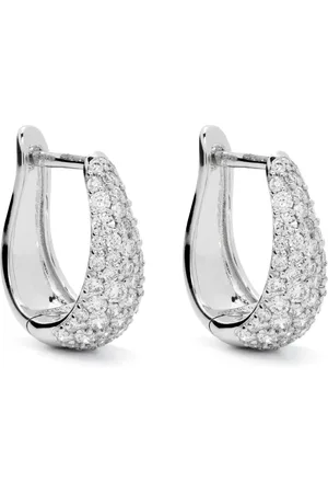 Dana Rebecca Designs Arracadas DRD Tapered grandes en oro blanco de 14kt con diamante