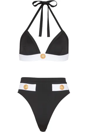 Balmain Bikini con tiro alto y detalle de botones