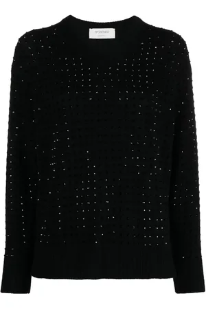 Sportmax Suéter de tejido fino con detalles de strass
