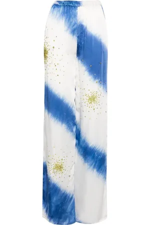 Des Phemmes Pantalones con detalles de cristal y estampado tie-dye