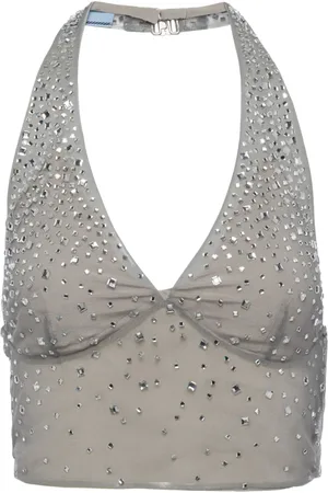 Prada Top de tul con apliques de cristal