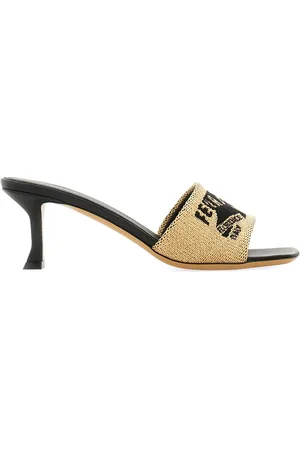 Salvatore Ferragamo Mules de rafia en jacquard con tacón de 55mm