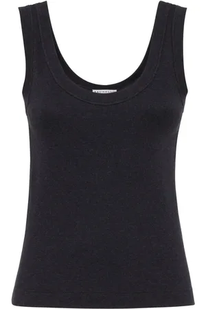 Brunello Cucinelli Top de canalé con detalle de cadena Monili