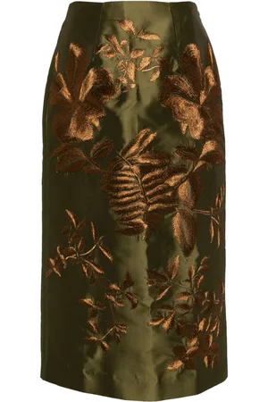 BIYAN Falda midi con bordado floral