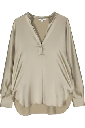 Vince Blusa de seda con cuello en V