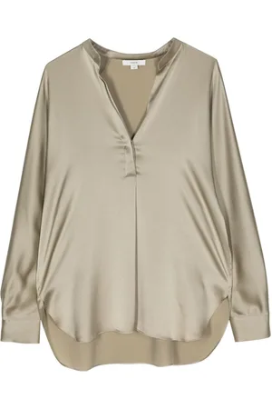 Vince Blusa de seda con cuello en V