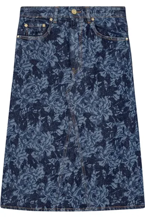 Ganni Falda de mezclilla con estampado floral
