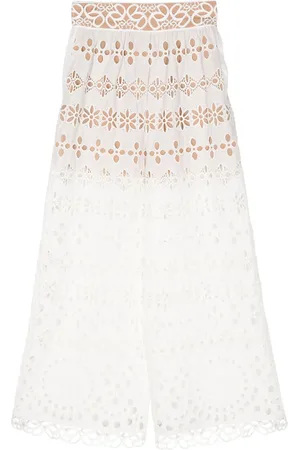 Elie saab Pantalones palazzo con bordado inglés