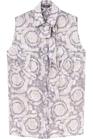 VERSACE Blusa de seda Barocco Lavallière