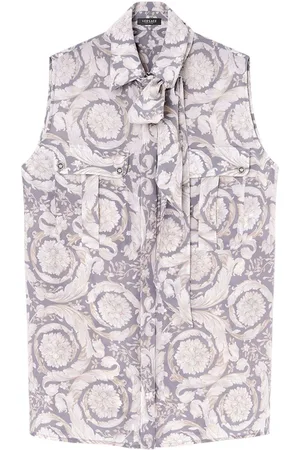 VERSACE Blusa de seda Barocco Lavallière