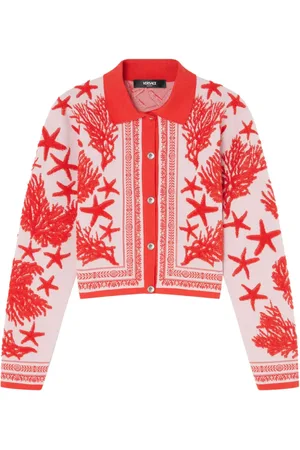VERSACE Cárdigan estilo playera tipo polo Barocco Sea