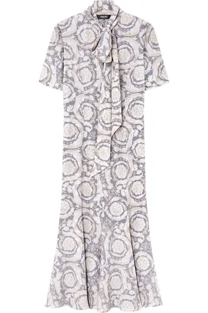 VERSACE Vestido midi de seda Barocco Lavallière