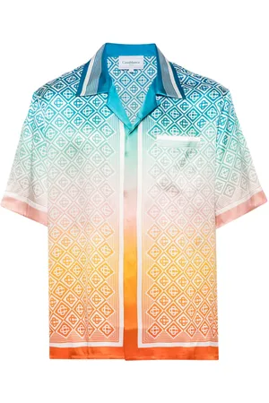 Casablanca Camisa de seda con monograma de rombo
